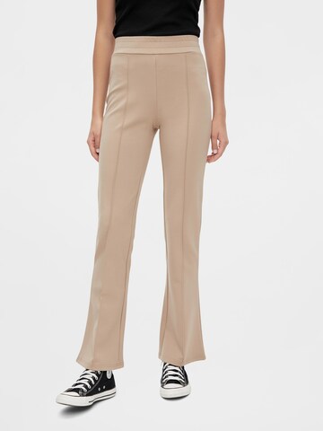 PIECES Flared Trousers 'Klara' in Beige: front