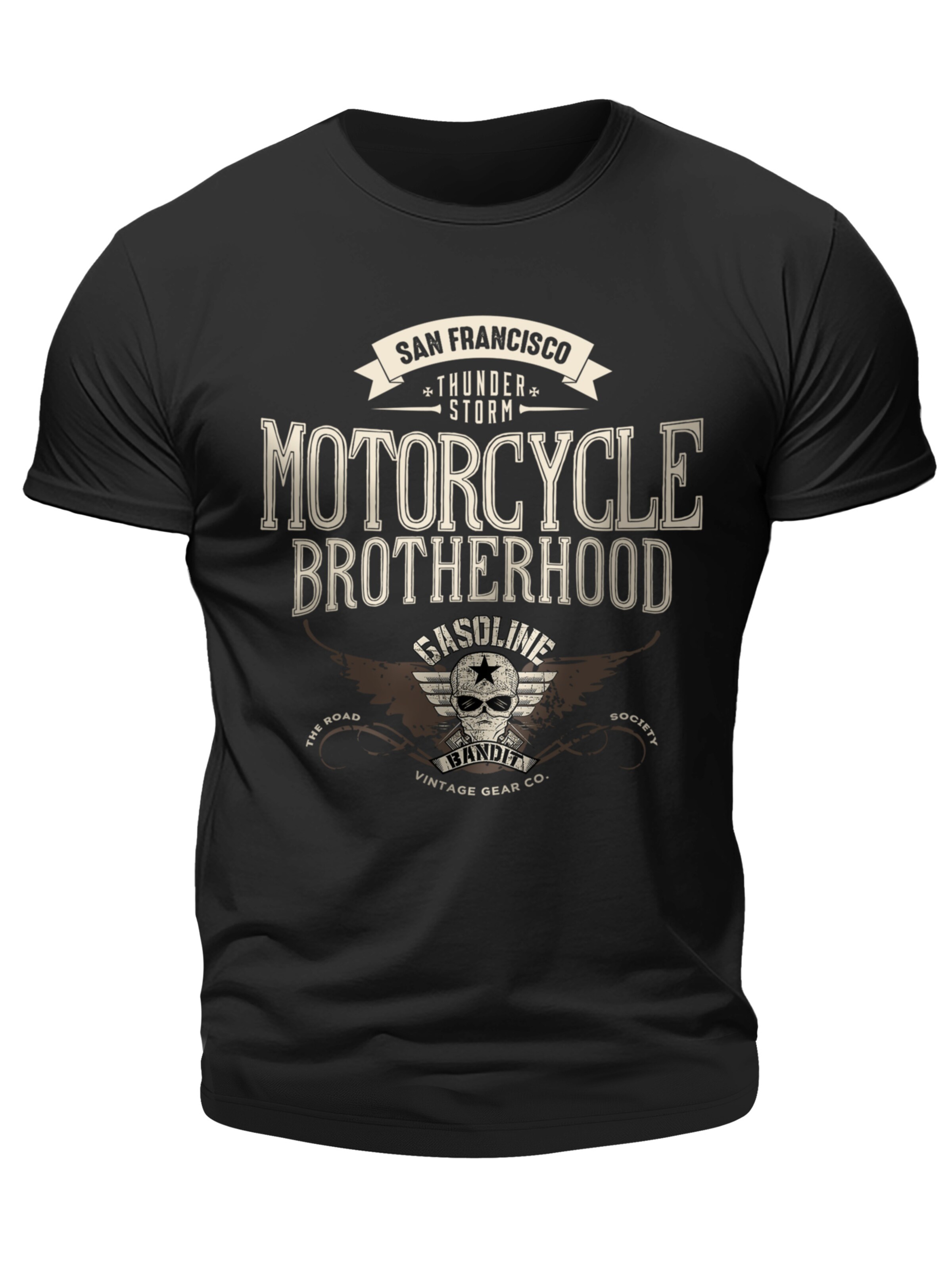 Gasoline Bandit Shirt 'Brotherhood' in Black: front