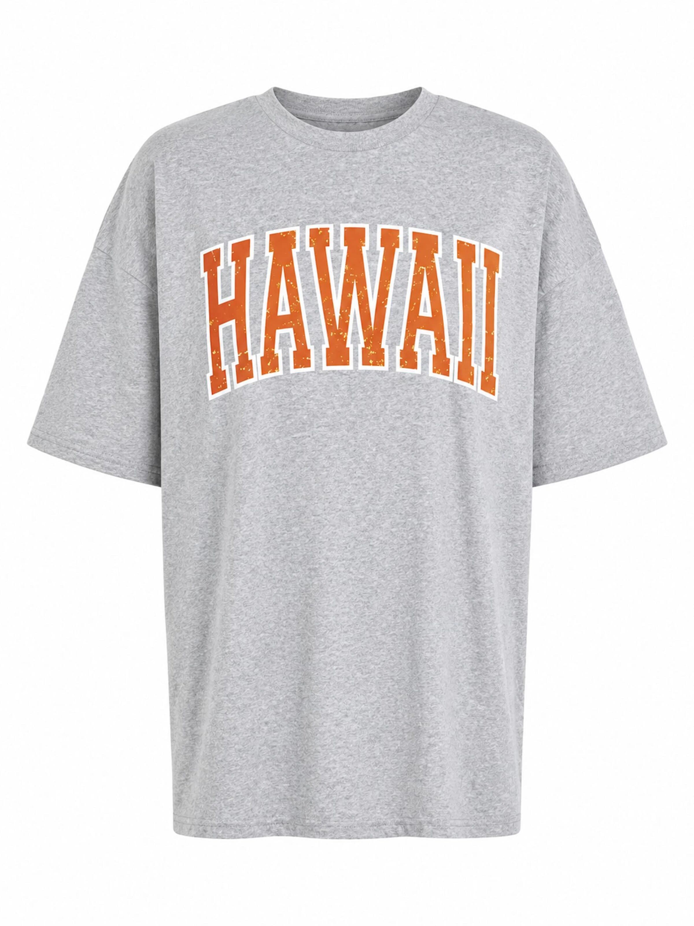 Worldclassca Oversized Shirt 'HAWAII' in Grey: front