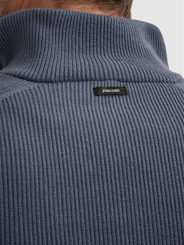 VANGUARD Sweater 'Pullover with half-zip and allover rib texture' in Blue