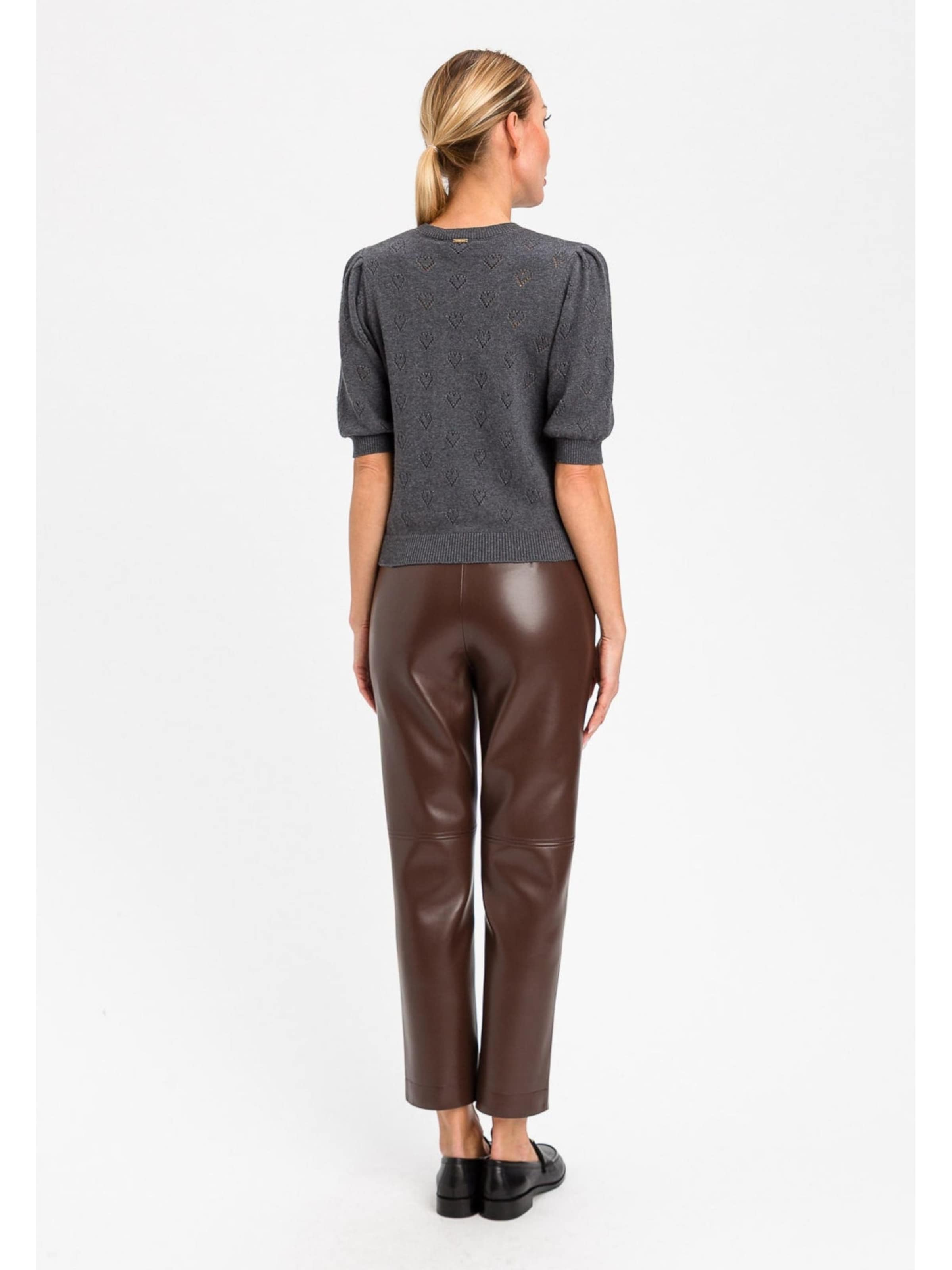 Twinset - Pantalón 'Brown faux leather trousers' en marrón