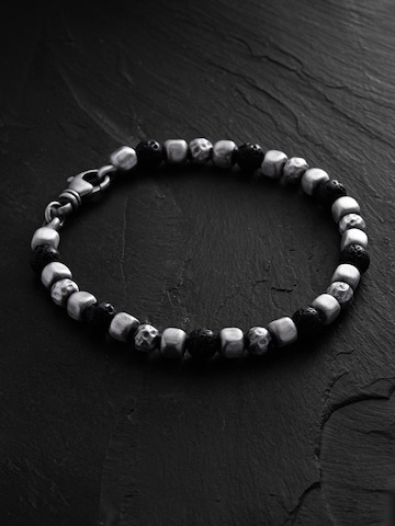 REYTEL Βραχιόλι 'CUBE. LAVA STONE' σε ασημί