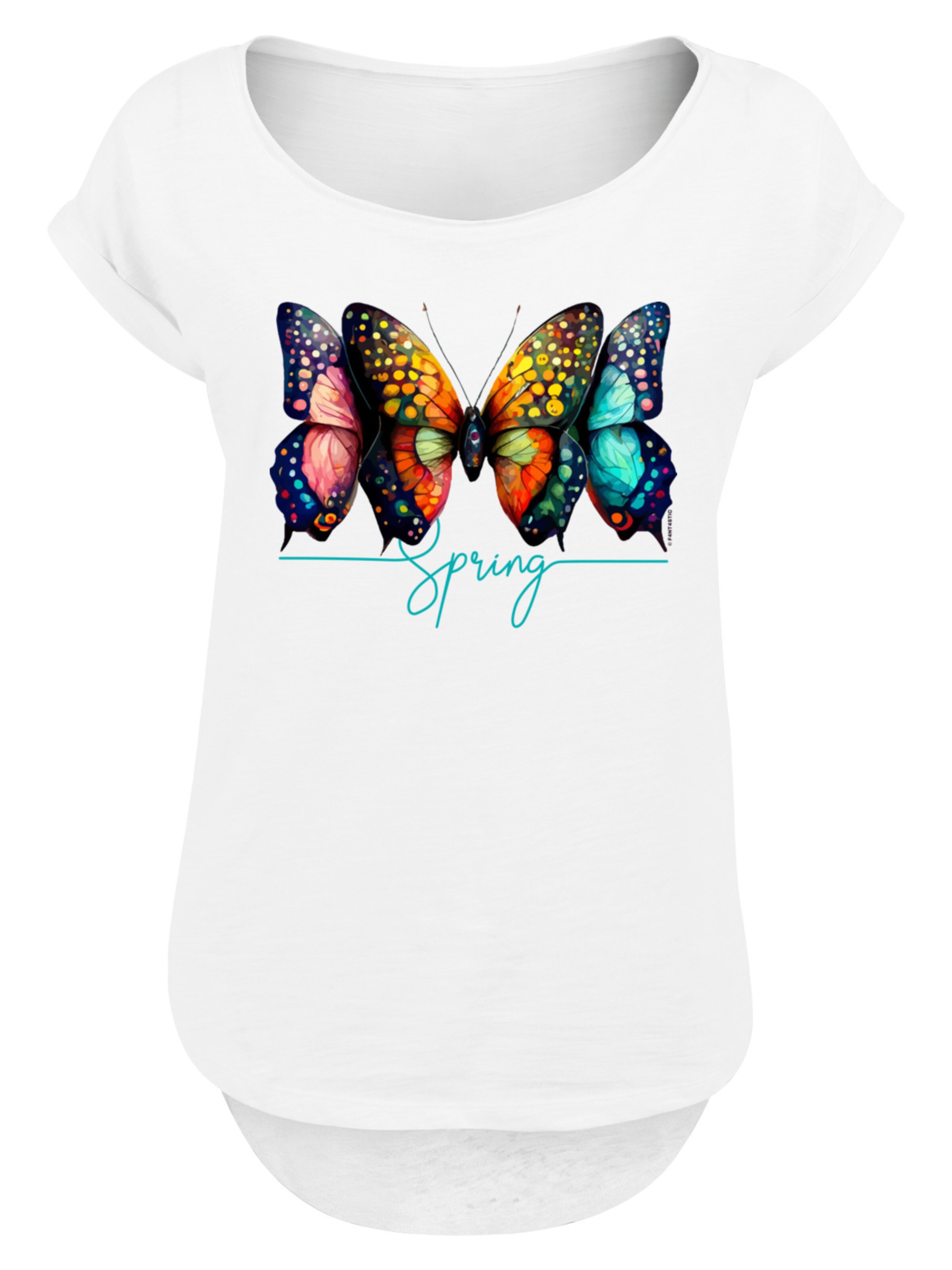 F4NT4STIC Shirt 'Schmetterling Illusion' in Wit: voorkant
