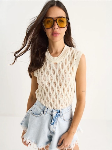 Tops en tricot Bianco Lucci en beige : devant