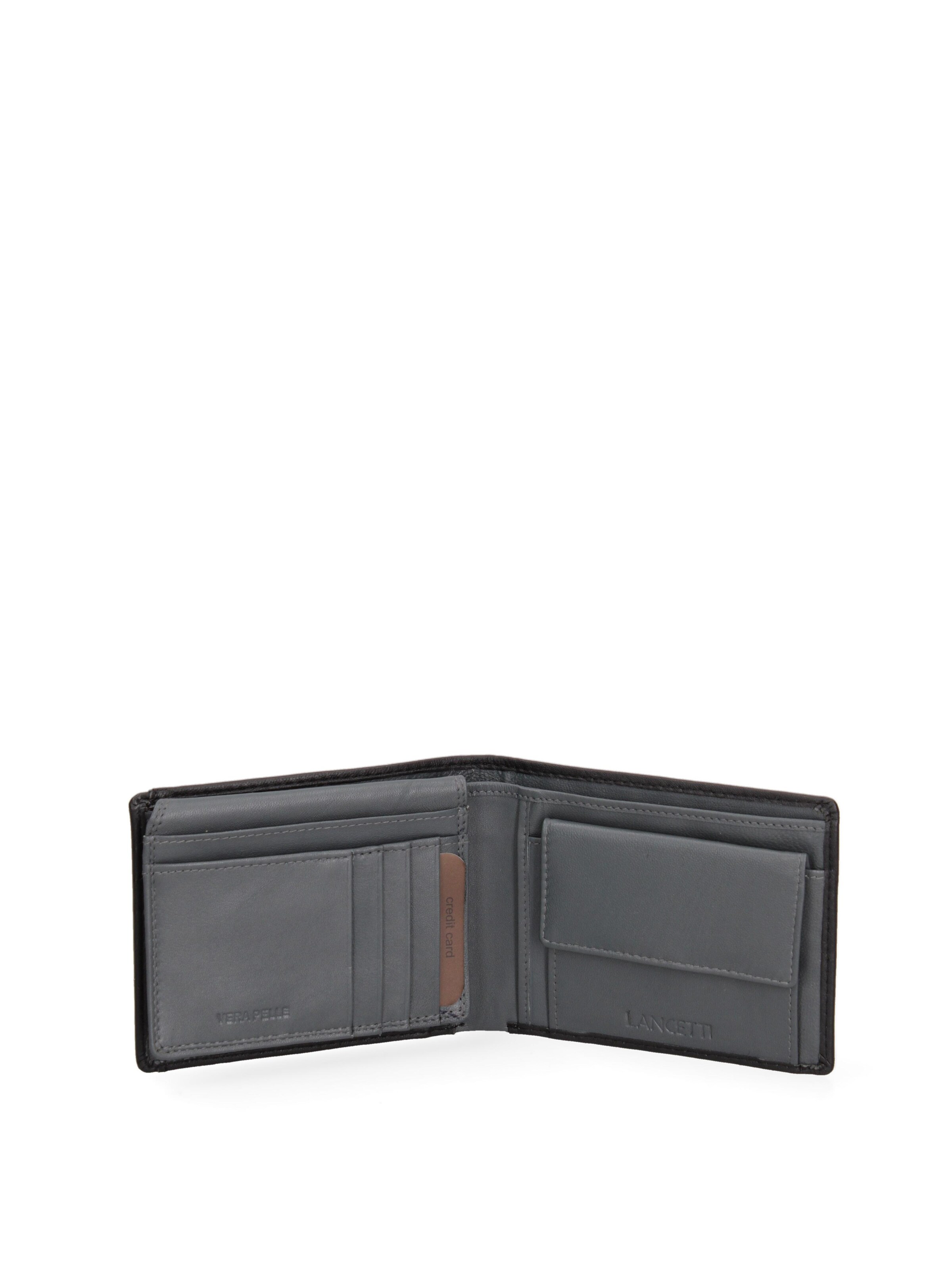 Portamonete 'Portafoglio Uomo Vera Pelle Lancetti Slim Compatto 12x9,5 cm' di Lancetti in nero