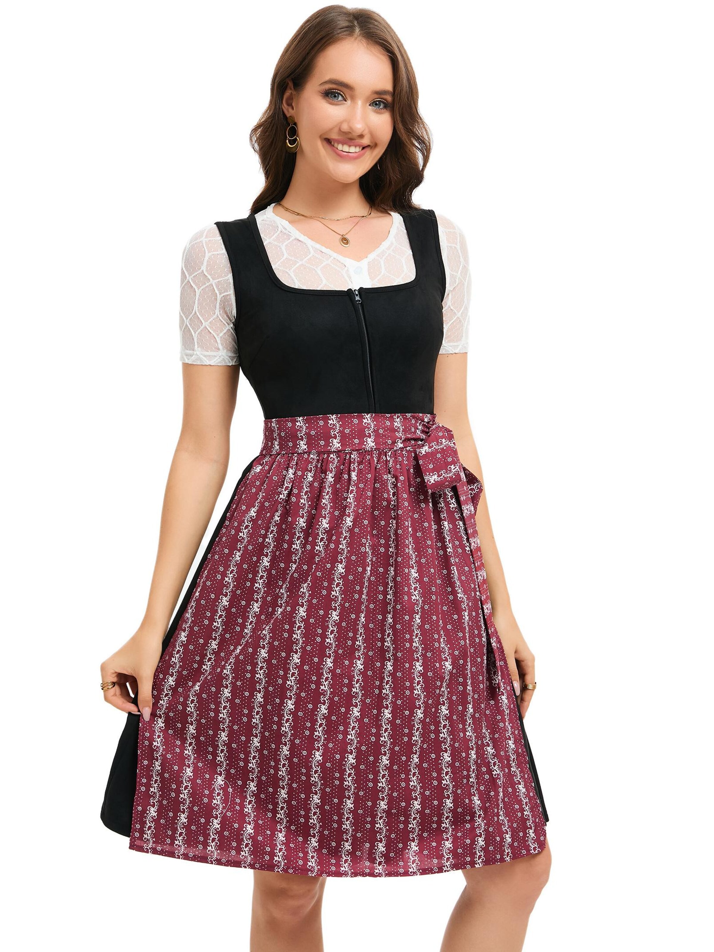 KoJooin Sukienka 'Deutsches Dirndlkleid für Damen, bayerisches Oktoberfest, Halloween, Karneval für die Feiertage' w kolorze czarny: przód