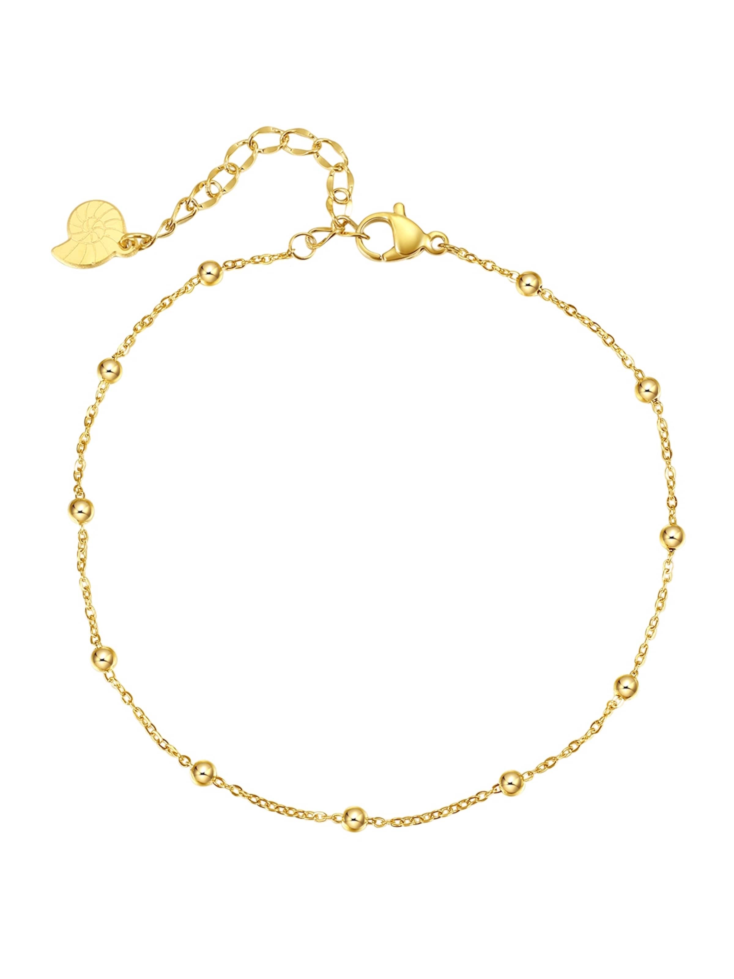 Gioiello per i piedi 'Mini Beads' di Hey Happiness in oro: frontale