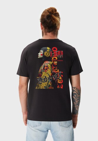 Oldskull Shirt 'Asian Kimono Beat' in Black