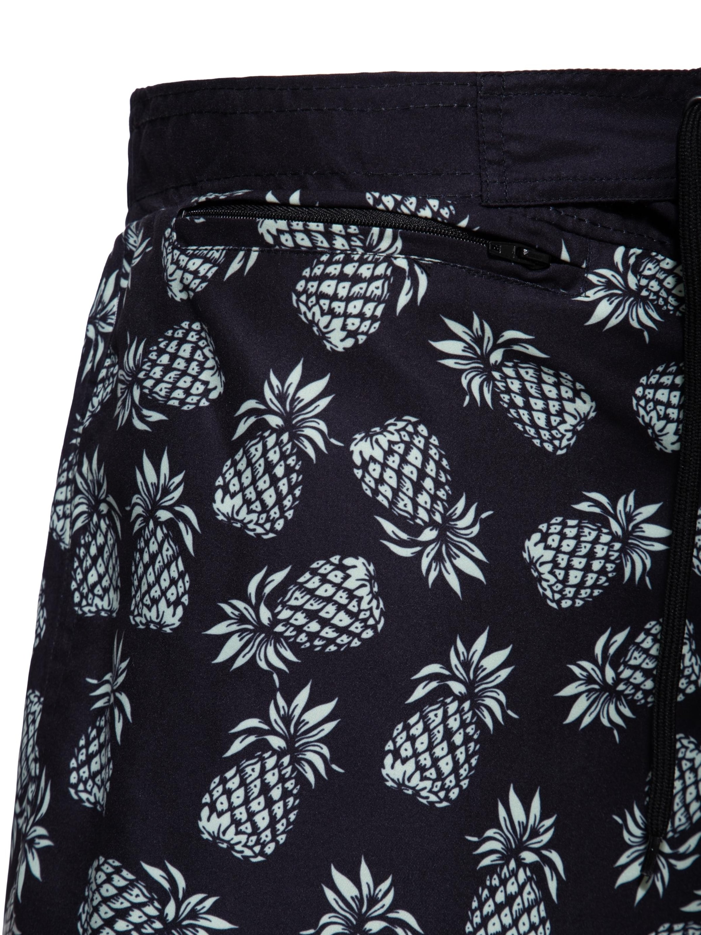 King Kerosin Board Shorts 'Pineapple' in Black