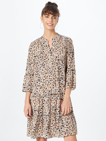 Cartoon Shirt Dress in Brown: front