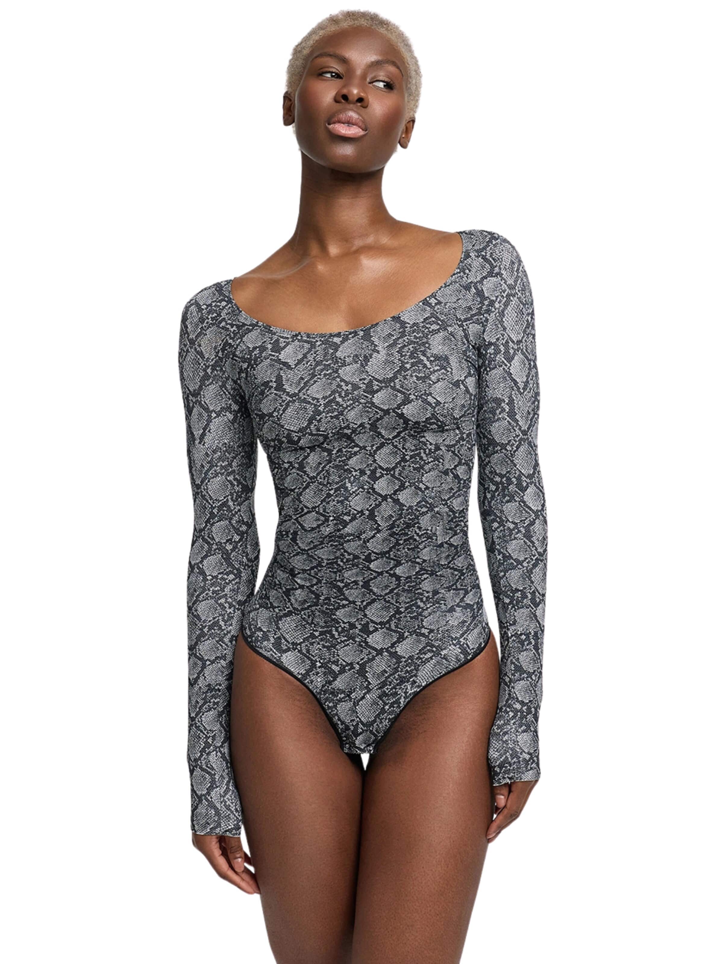 cfab (formerly creamy fabrics) Shapingbody 'Bodysuit Sculpting Shapewear Longsleeve mit String' i grå