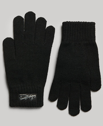Superdry Full Finger Gloves in Black: front
