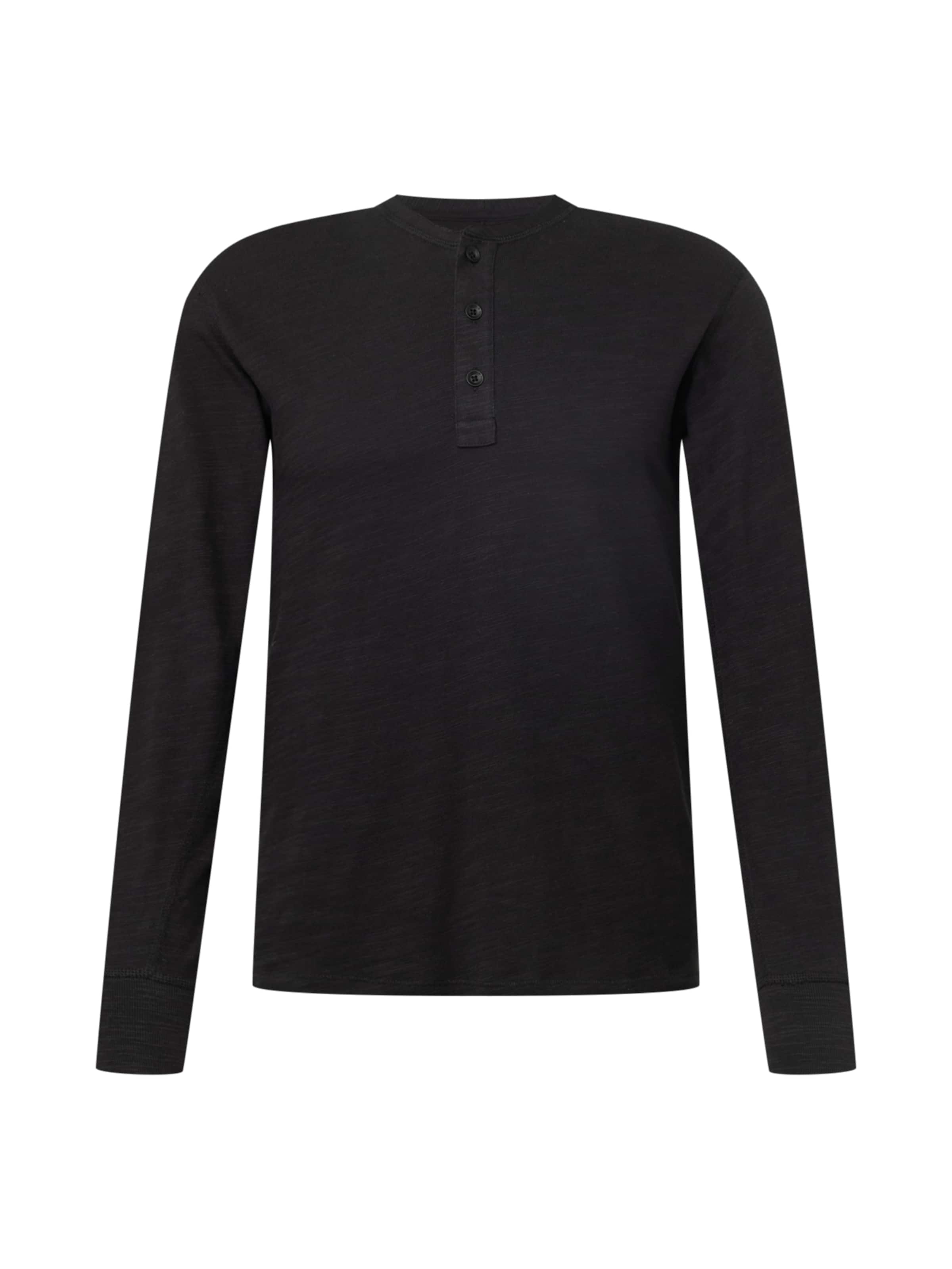 rag & bone T-shirt 'classic henley' i svart: framsida