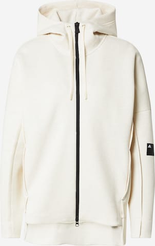 ADIDAS SPORTSWEAR Athletic Zip-Up Hoodie 'Mission Victory Loose Fit ' in Beige: front