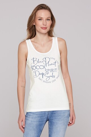 Soccx Top mit Label Print in Weiß: Vorderseite