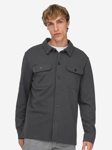 Only & Sons Regular fit Button Up Shirt 'Newkodyl' in Grey: front