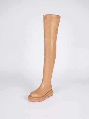 Jeffrey Campbell Boots 'Womens Tanked-Ok Beige / Natural Boots' in Beige: front