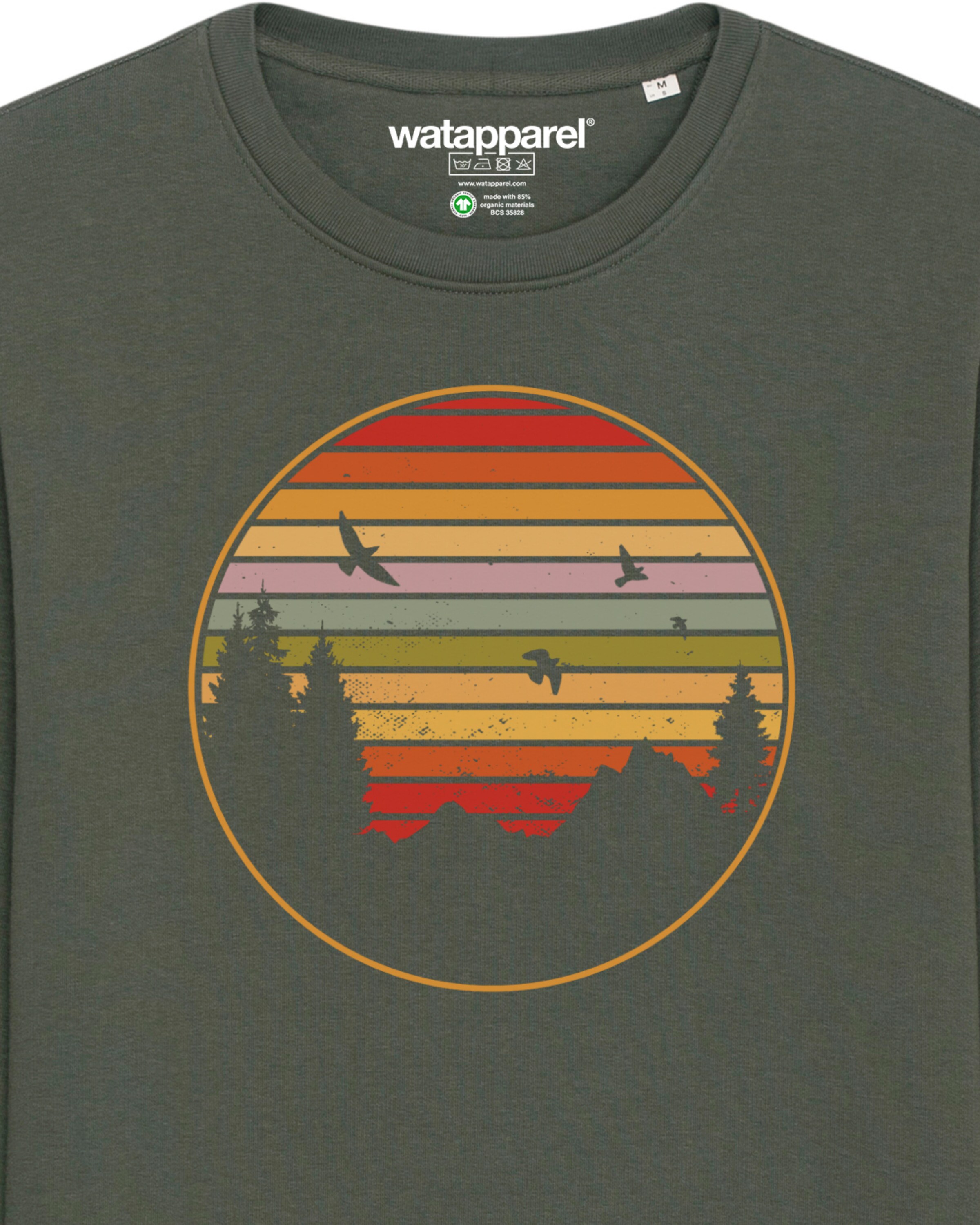 Sweat-shirt ' Sunset Berge & Tannen ' Watapparel en vert