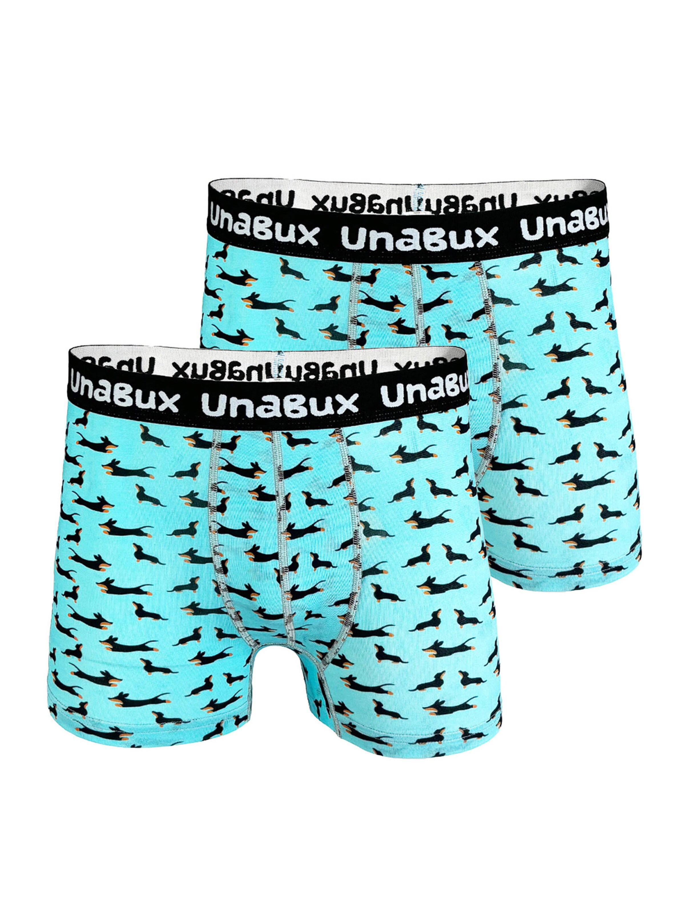 UNABUX Boxer shorts ' BLACK WHITE RABBIT ' in Blue: front
