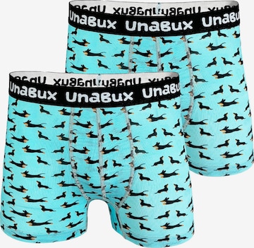 UNABUX Boxer shorts ' BLACK WHITE RABBIT ' in Blue: front
