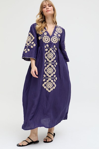 RAFFYA Kleid 'Arianna' in beige / blau, Produktansicht