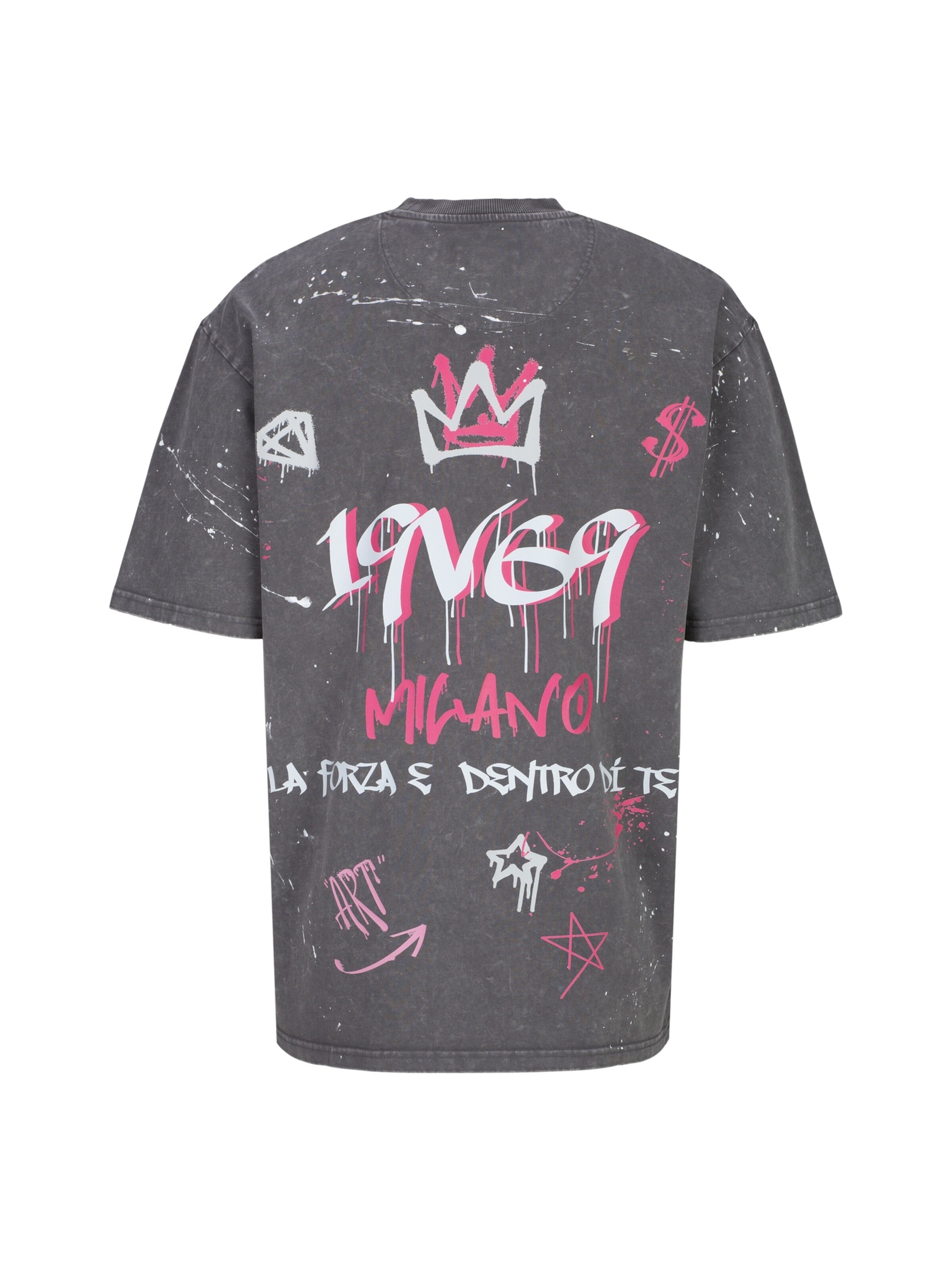 19V69 ITALIA Shirt ' Tamaro Graffiti ' in Grey