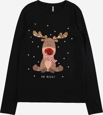 KIDS ONLY Shirt 'YRSA XMAS' in Zwart: voorkant