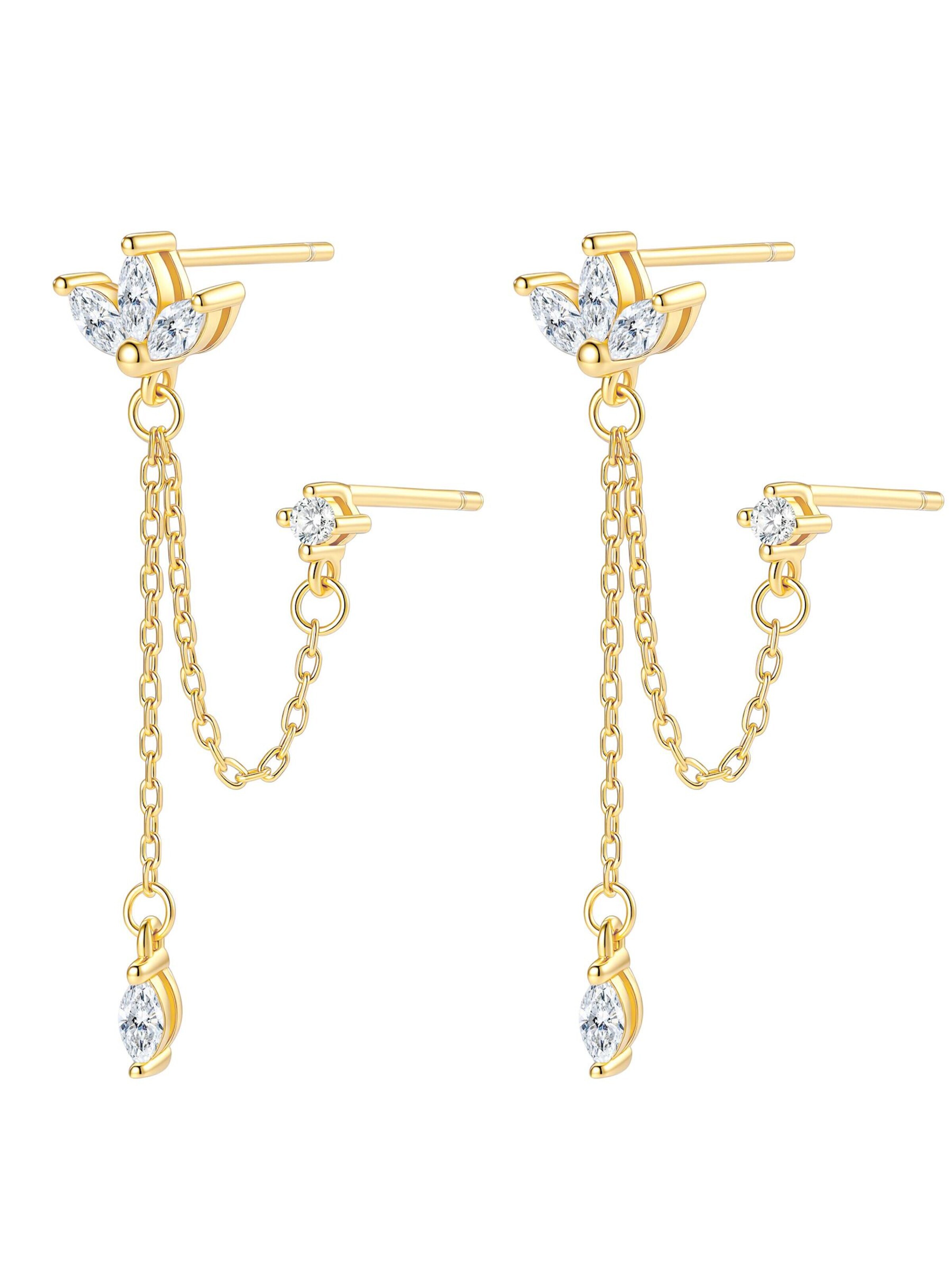 Orecchini 'Petal Chain Dangle' di Hey Happiness in oro