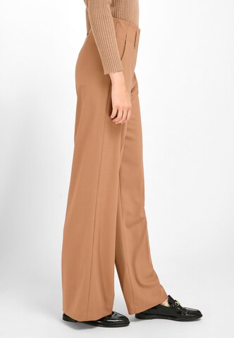 Peter Hahn Wide leg Pleated Pants in Brown