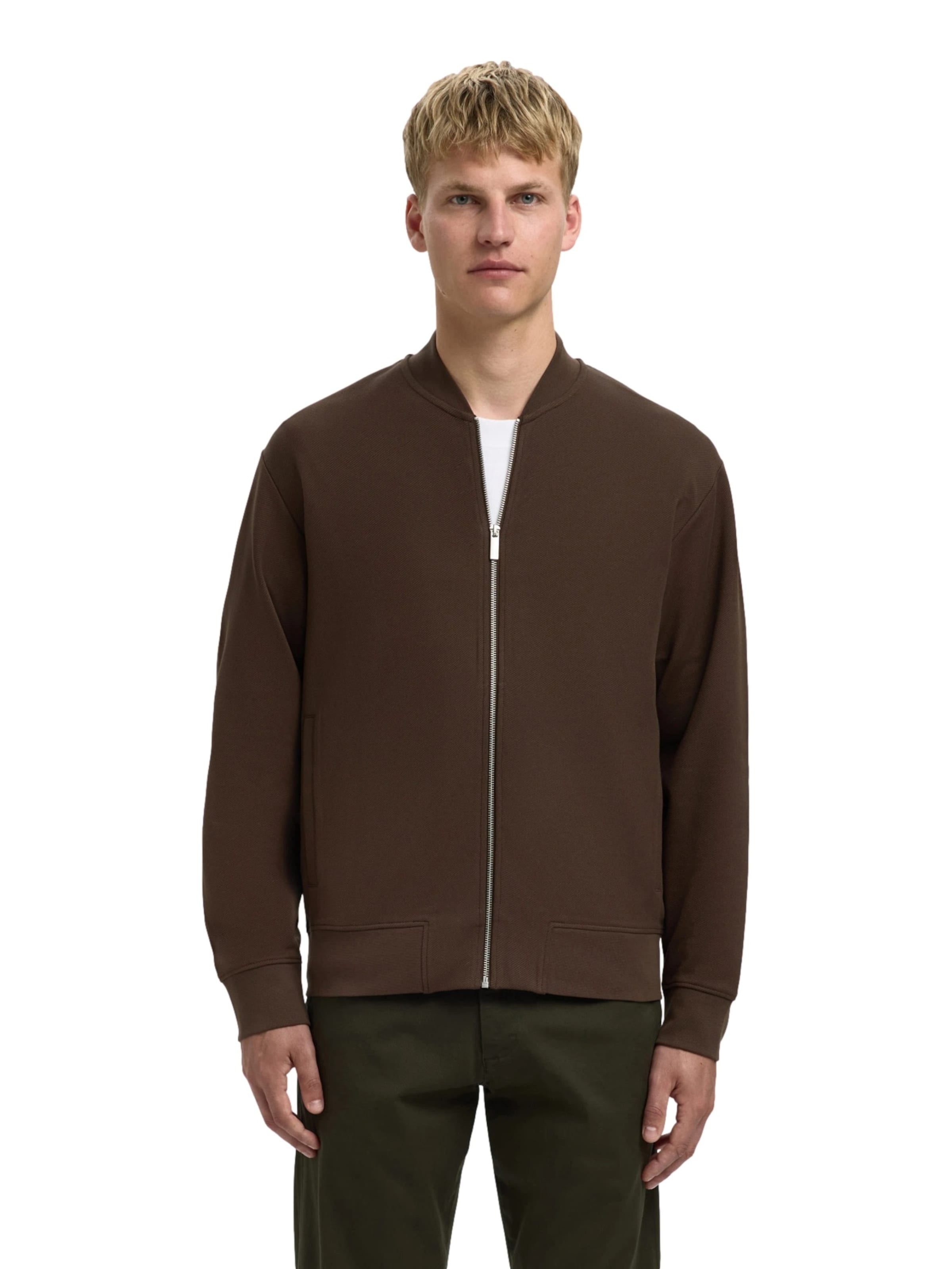 SELECTED Sweatjacka 'SLHMack' i brun: framsida