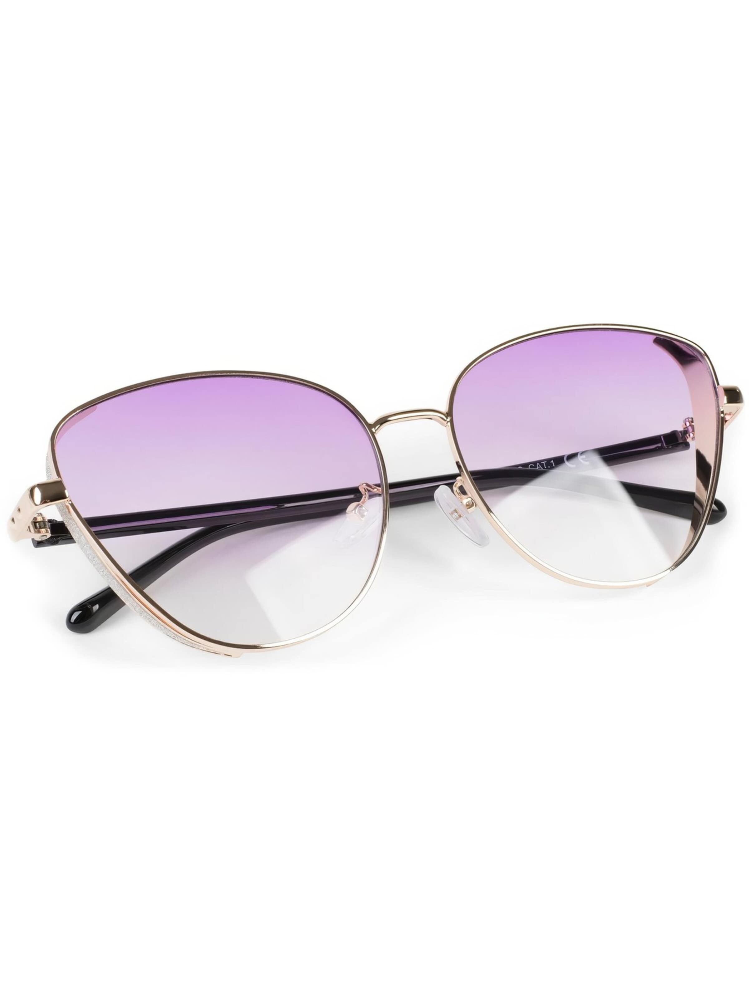 styleBREAKER Sunglasses 'Cateye Sonnenbrille mit Glitzer Side Shield' in Purple: front
