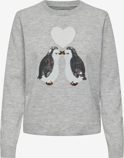 ONLY Sweater 'XMAS PENGUIN LOVE' in Gold / Light grey / Black / White, Item view