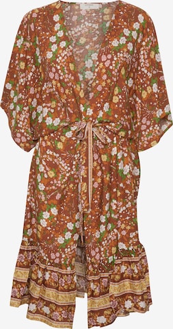 Cream - Kimono 'Lukkas' em castanho: frente