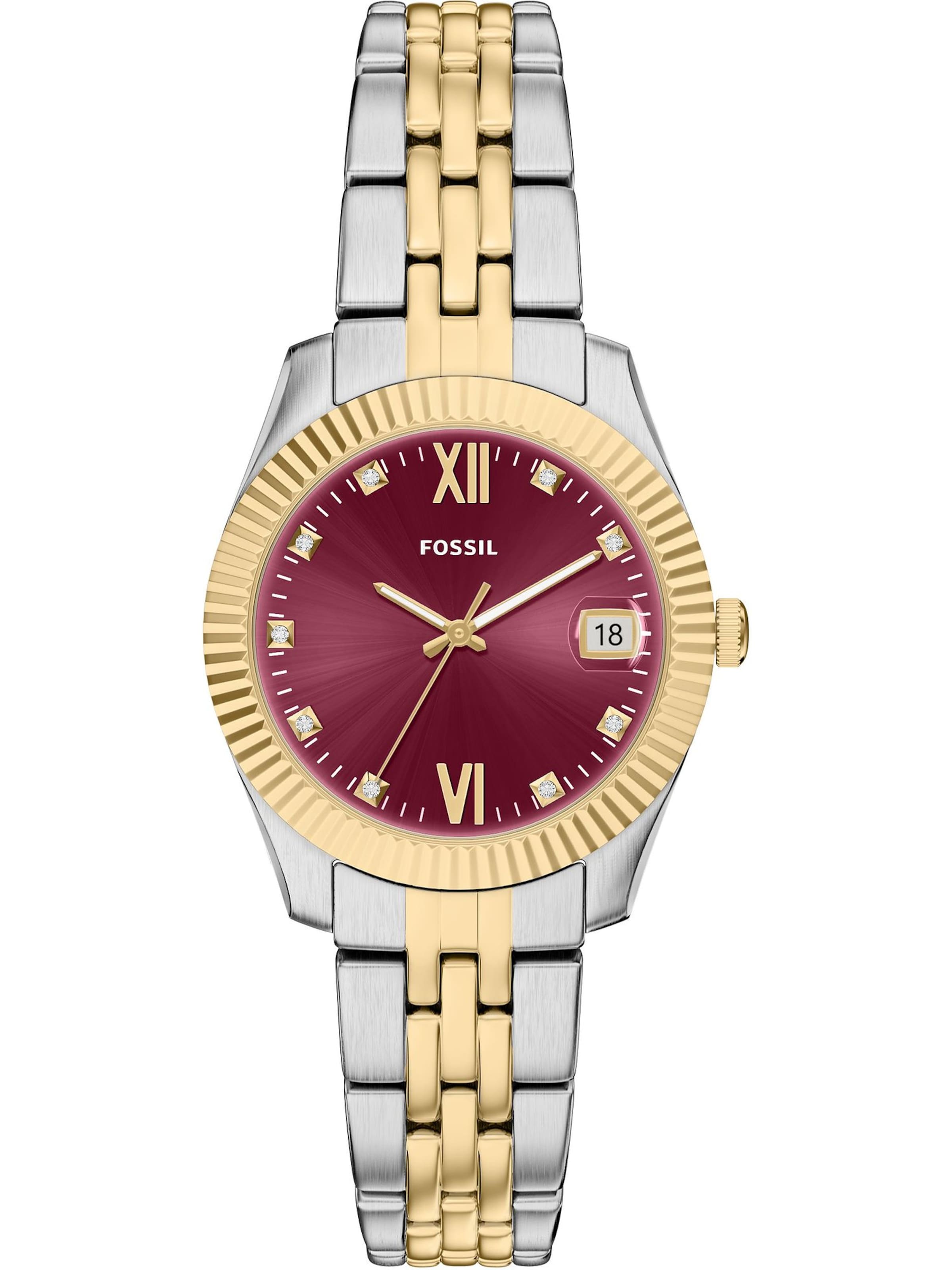 FOSSIL Analoguhr in gold / beere / silber, Produktansicht