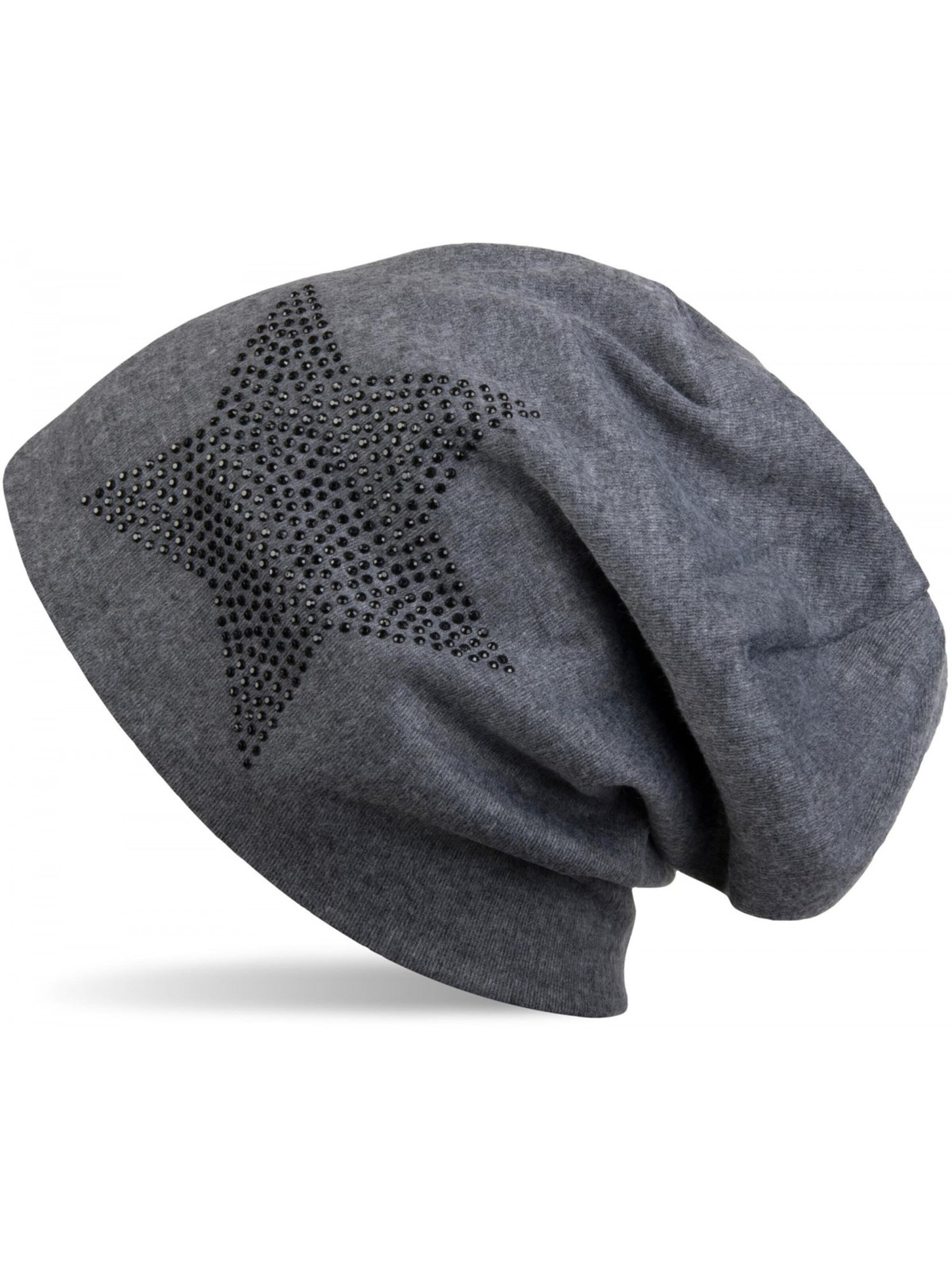 styleBREAKER Mütze 'Warme Beanie Mütze mit Strass Stern'‌‌‌‌‌ in 54-64 in graumeliert, Produktansicht