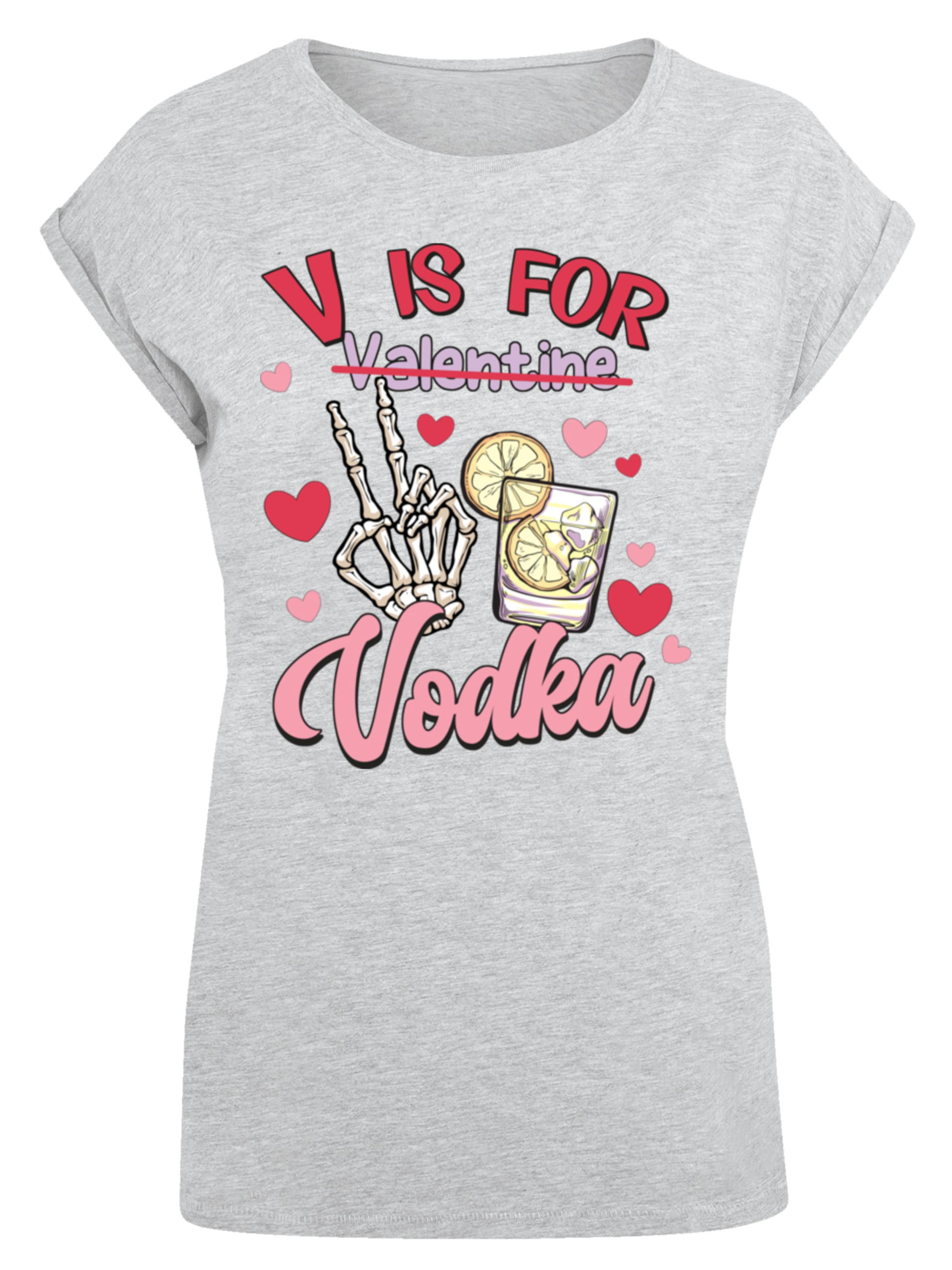 T-shirt 'Anti Valentinstag V Is For Vodka' F4NT4STIC en gris : devant