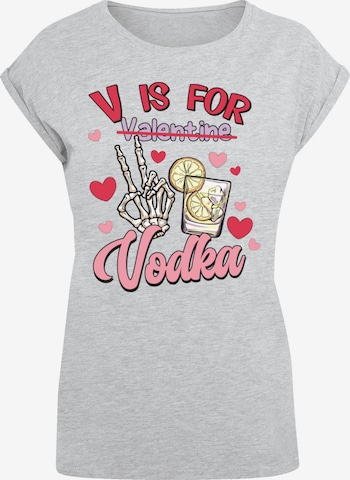 T-shirt 'Anti Valentinstag V Is For Vodka' F4NT4STIC en gris : devant