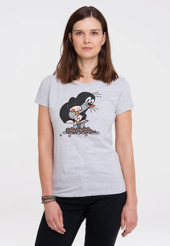 LOGOSHIRT T-Shirt 'Der kleine Maulwurf' in Grau: predná strana