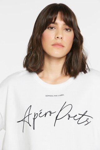 SENSES.THE LABEL Kurzarm-Sweatshirt S:AN mit Wording in Weiß