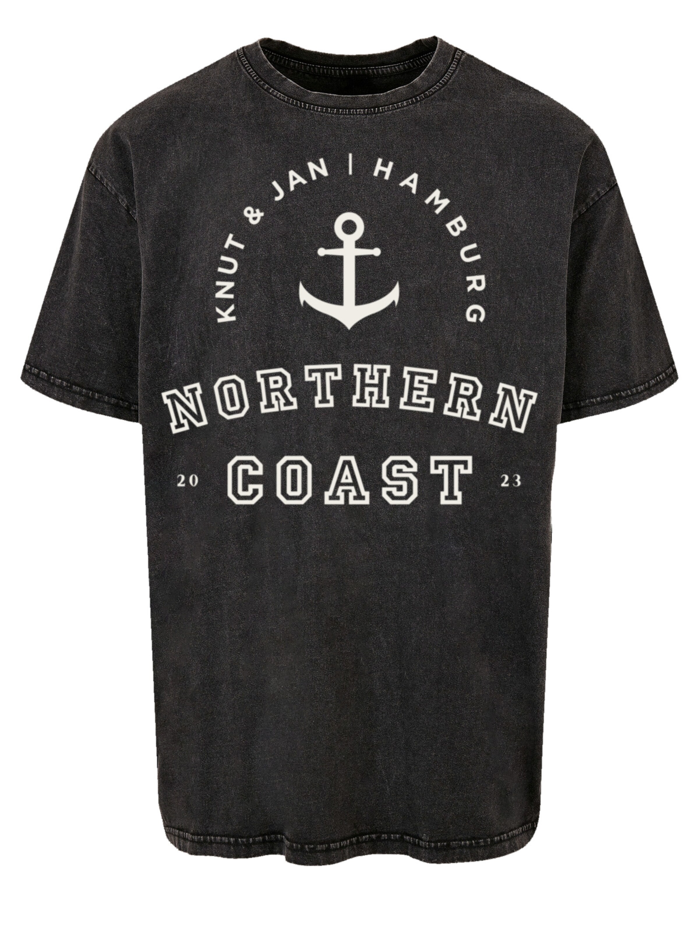 F4NT4STIC Shirt 'Northern Coast Nordsee Knut & Jan Hamburg' in Zwart: voorkant