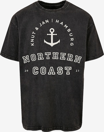 F4NT4STIC Shirt 'Northern Coast Nordsee Knut & Jan Hamburg' in Zwart: voorkant