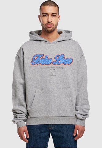 MT Upscale Sweatshirt 'F*ke L*ve' in Grijs: voorkant