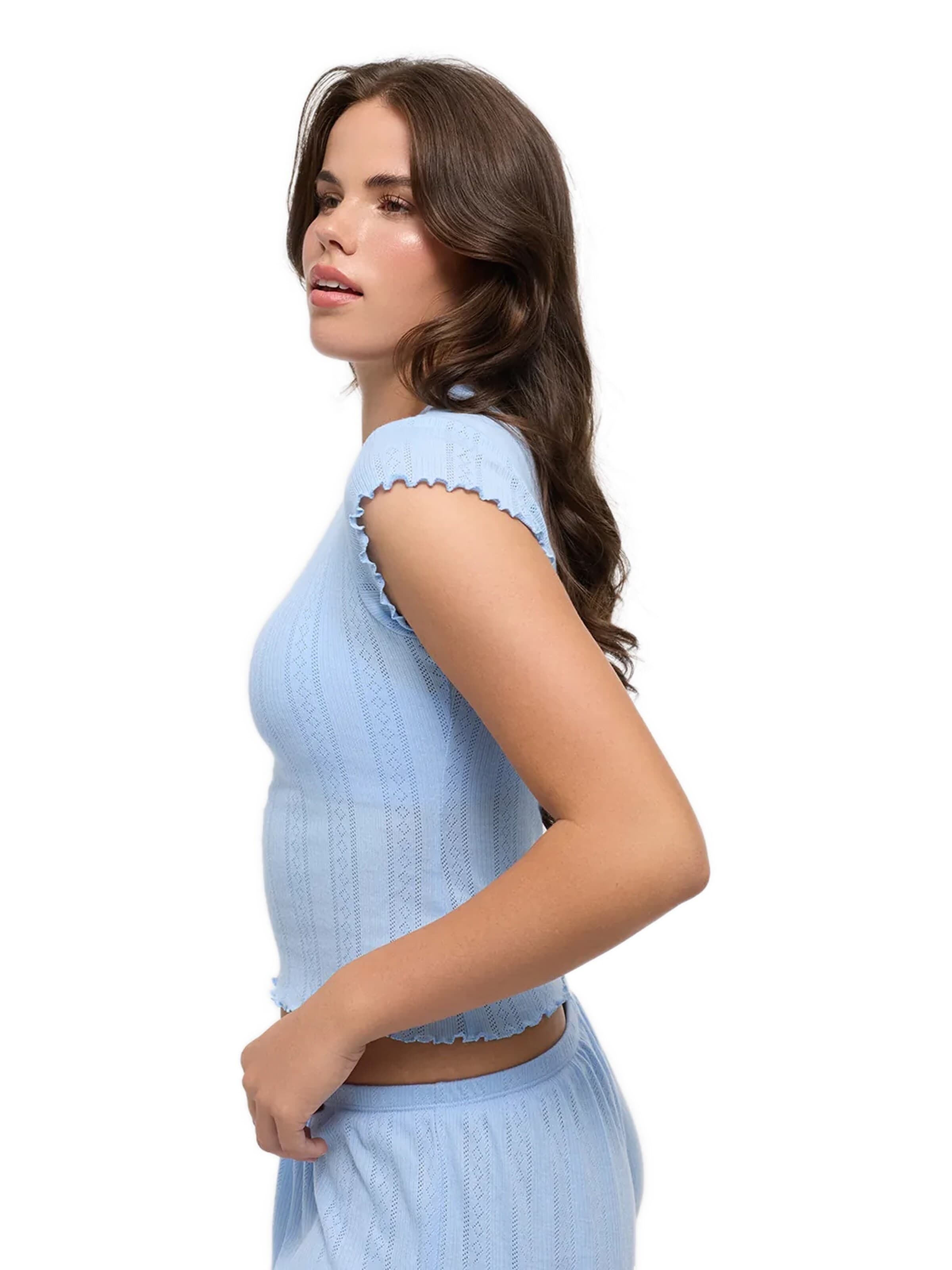 cfab Slaapshirt 'Soft Touch Jacquard Tee' in Blauw