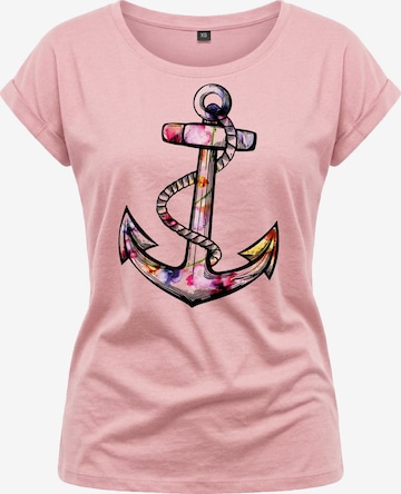 MAKAYA Shirt 'Blumen Anker' in Pink: front
