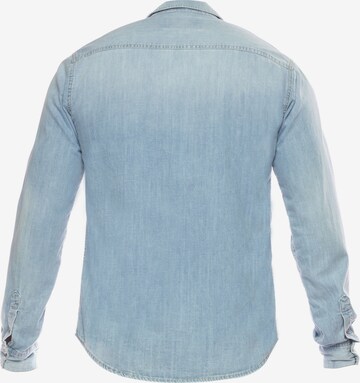 Le Temps Des Cerises Regular fit Button Up Shirt in Blue