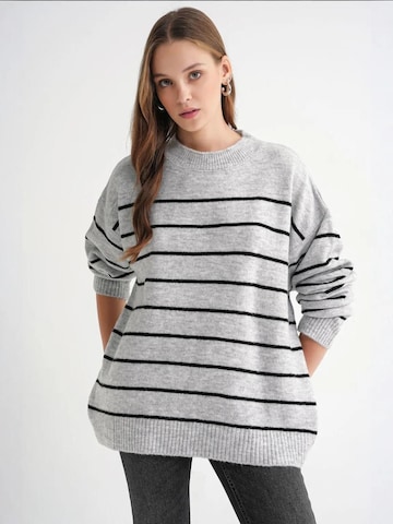 Pull-over oversize MixRay en gris : devant