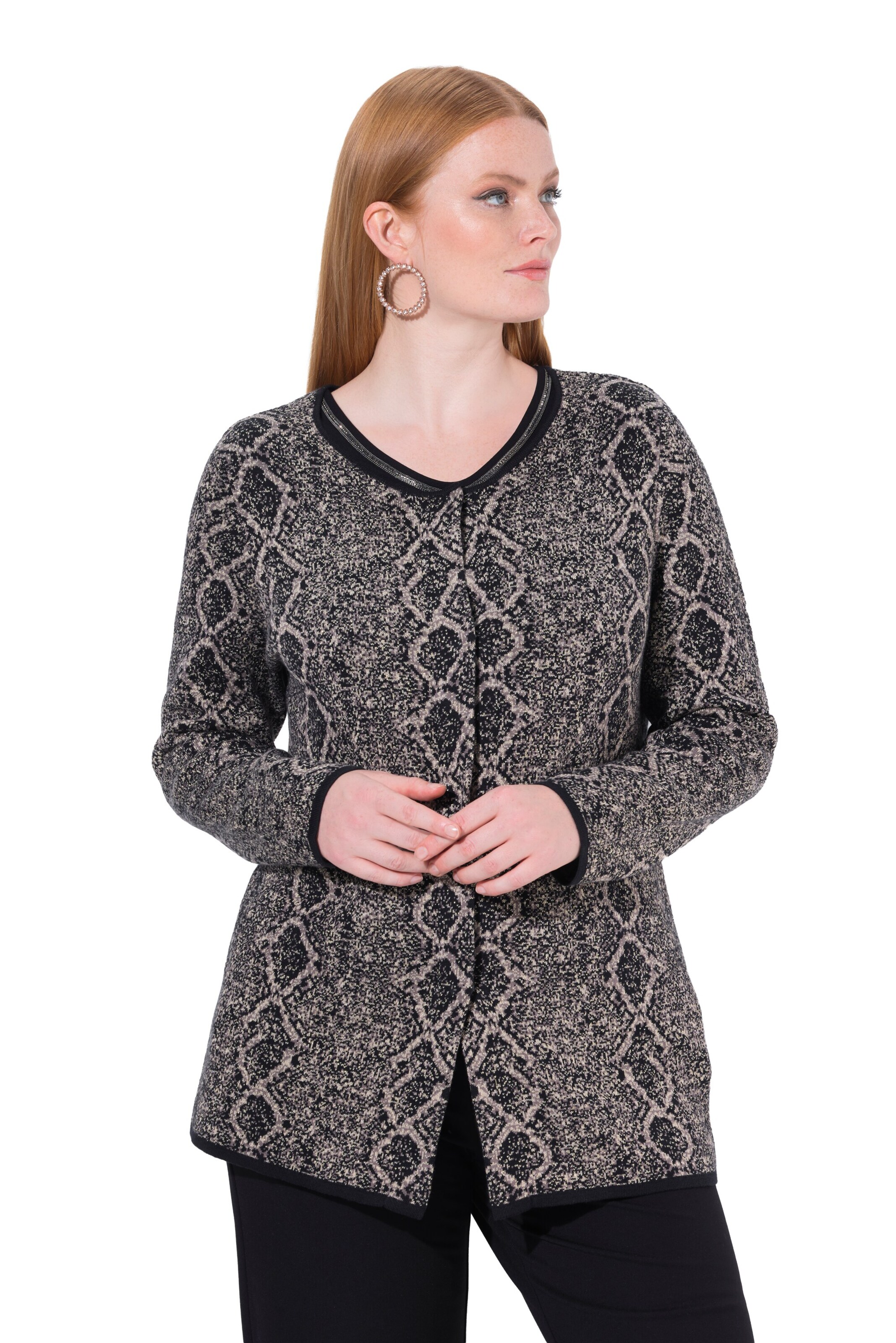 Ulla Popken Gebreid vest in Bruin: voorkant