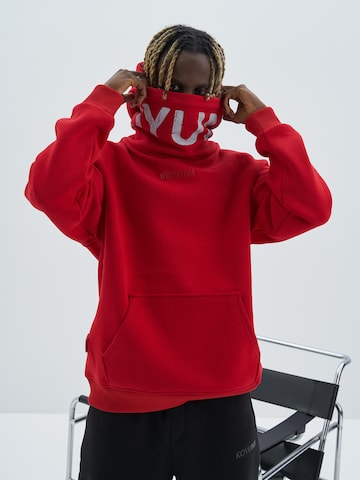 Koyumi Sweatshirt 'Oversize Hoodie mit hohem Kragen – Schwerer 3-Faden Stoff - Break your Neck' in Red
