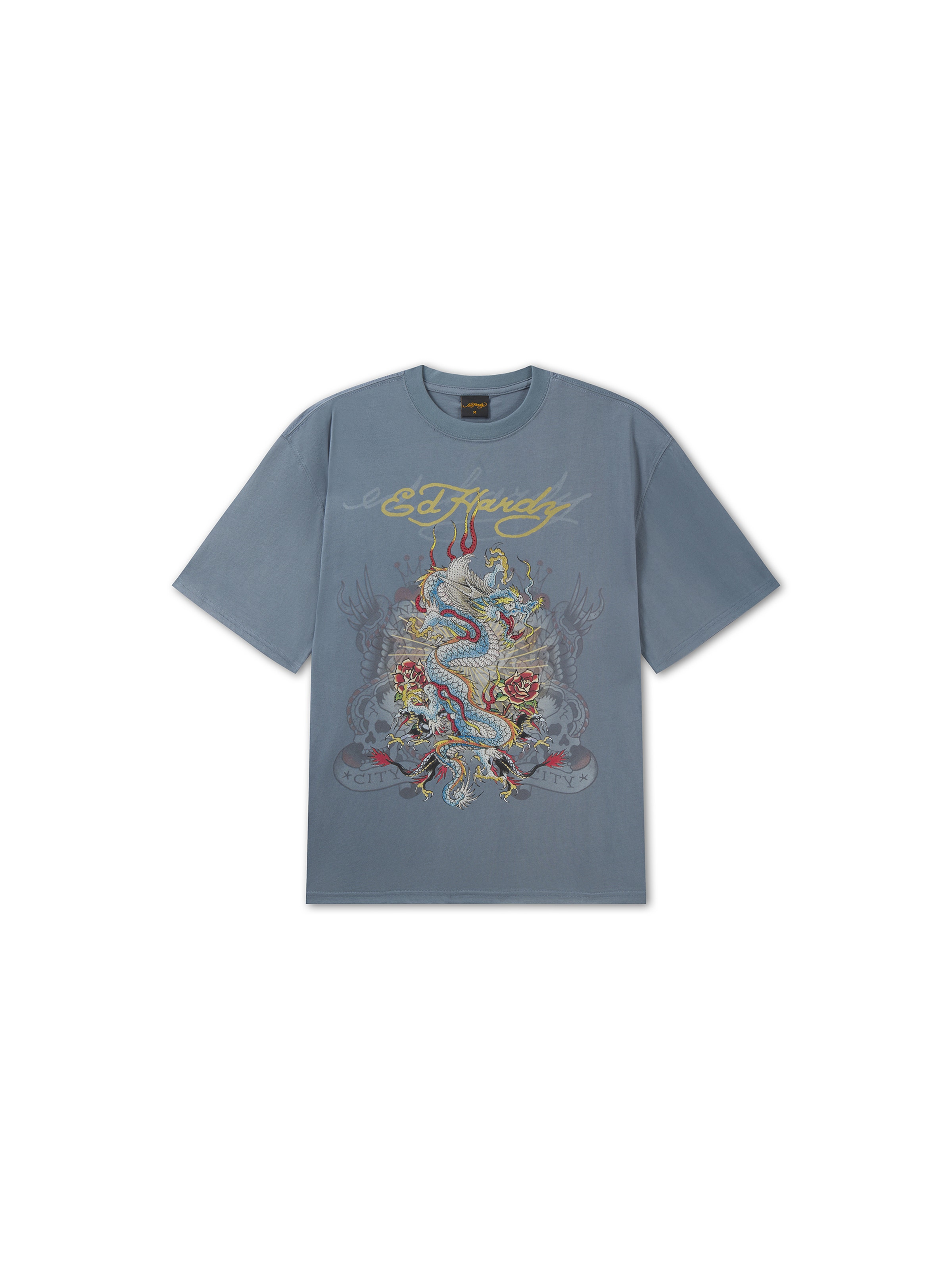 Ed Hardy Paita 'Dragon City Diamante' värissä sininen: etupuoli