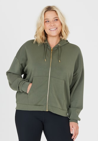 Q by Endurance Zip-Up Hoodie in Green: front